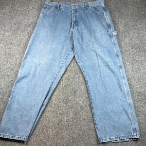 Wrangler Carpenter Jeans 36x30 Relaxed Fit Light Wash Denim Work Pants
